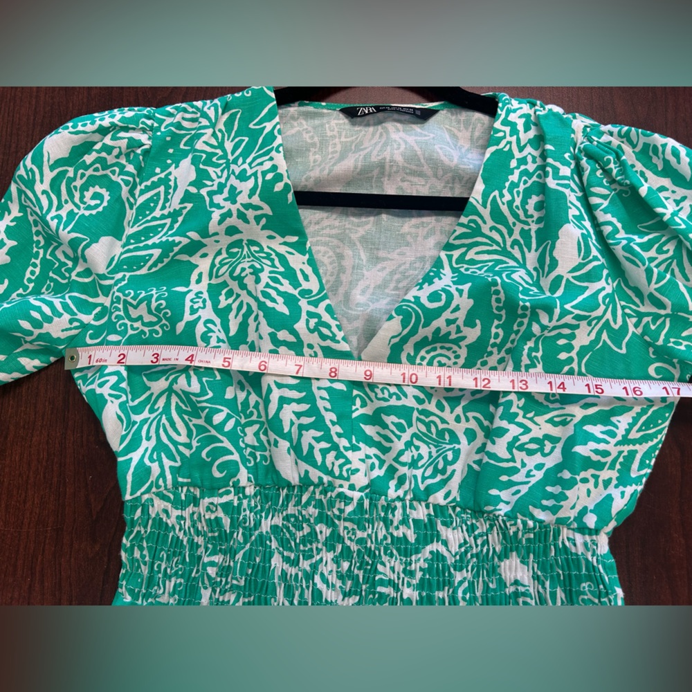 Zara Green and White Mini Dress - Picture 3 of 7